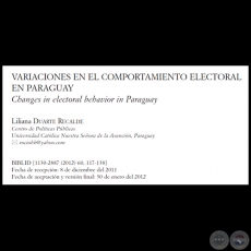 VARIACIONES EN EL COMPARTAMIENTO ELECTORAL EN PARAGUAY - Año 2012